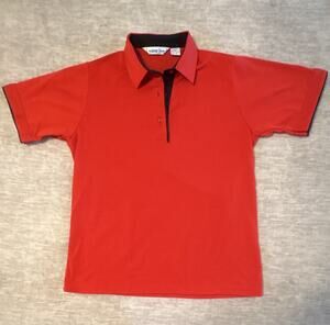 Sunrise Men's Red Solid Polo Shirt Short Sleeve Size 38 Polyester/Cotton